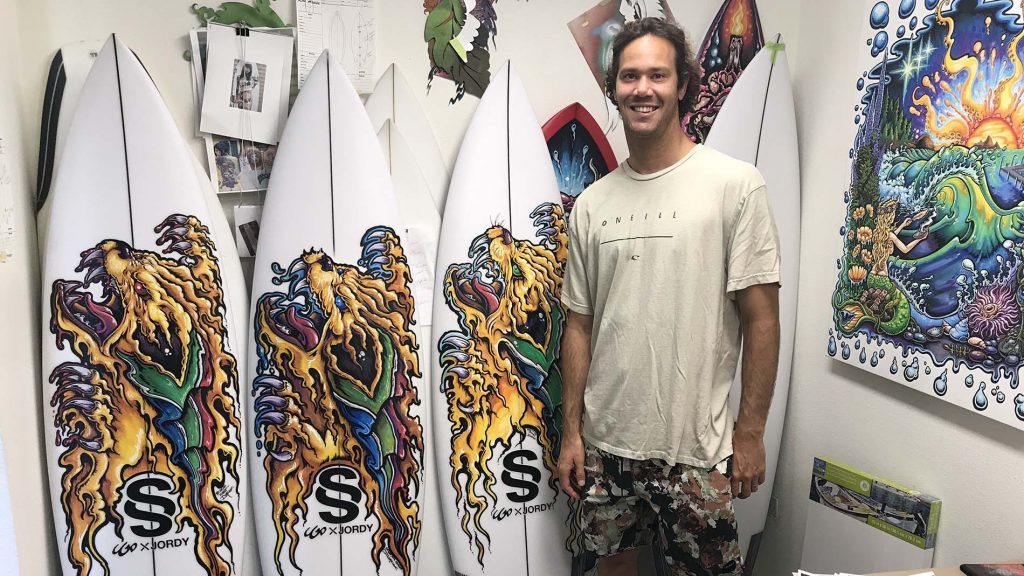 jordy smith with Drew Brophy quiver