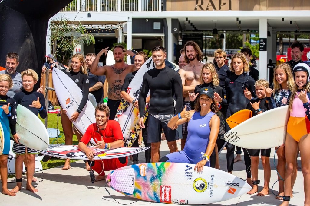 Jack Robinson and Sally Fitzgibbons at URBNSURF Sydney during Boost Mobile Super Sessions.