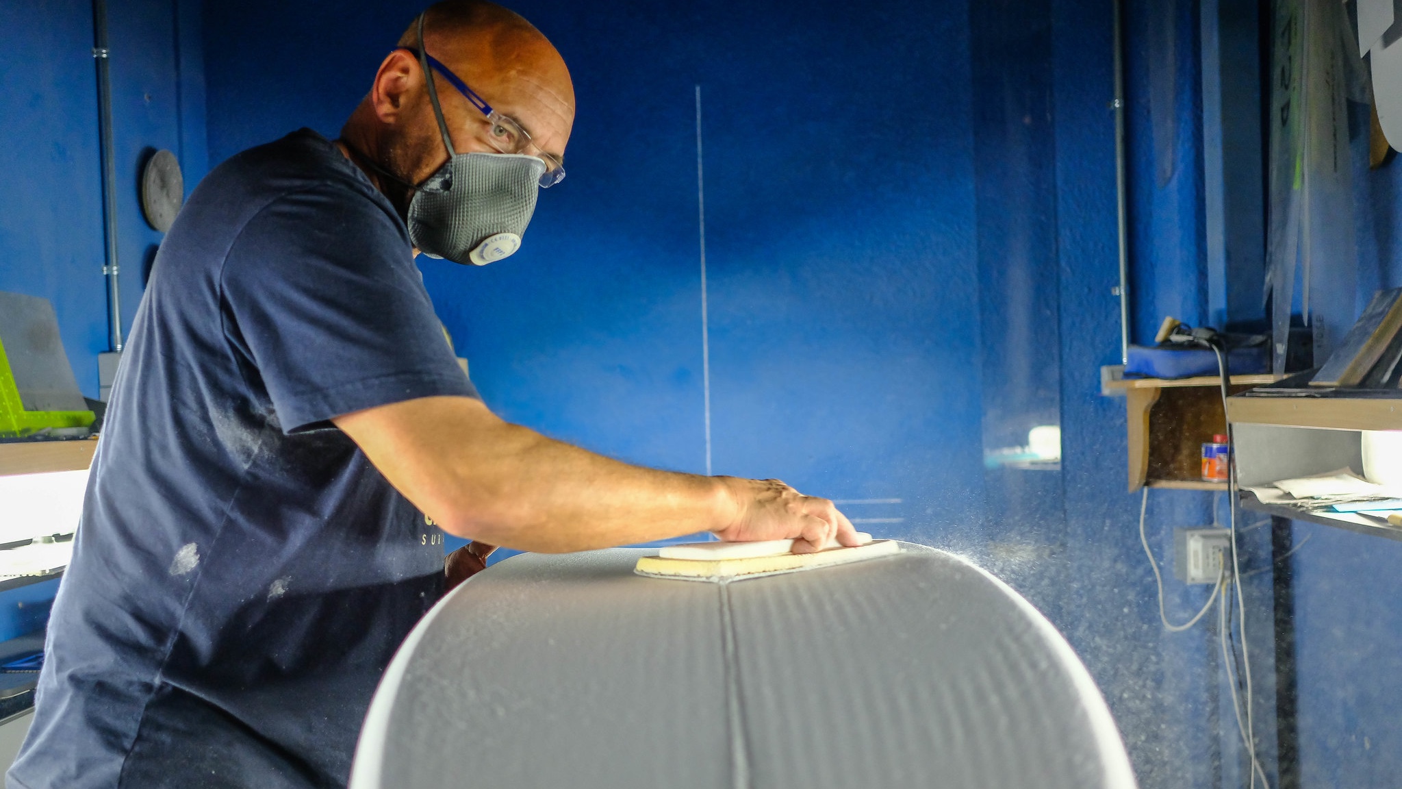 Johnny Cabianca shaping surfboard