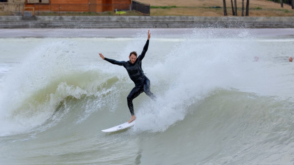 Michi Mohr testing the wave pool in Texas