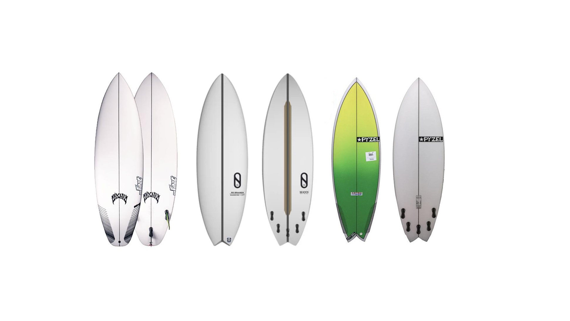Lost, Pyzel and Slater Designs surfboards