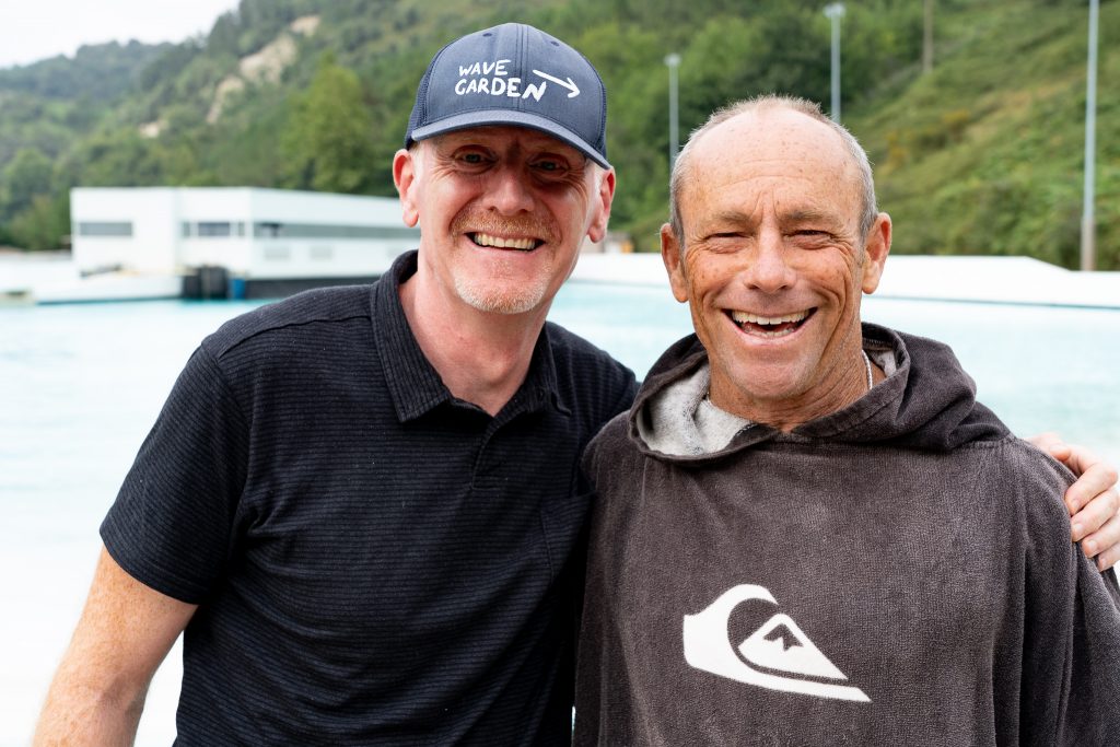Seán Young and Tom Carroll at the Wavegarden HQ