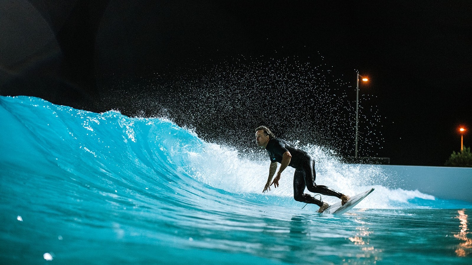 night surfing in a wave pool