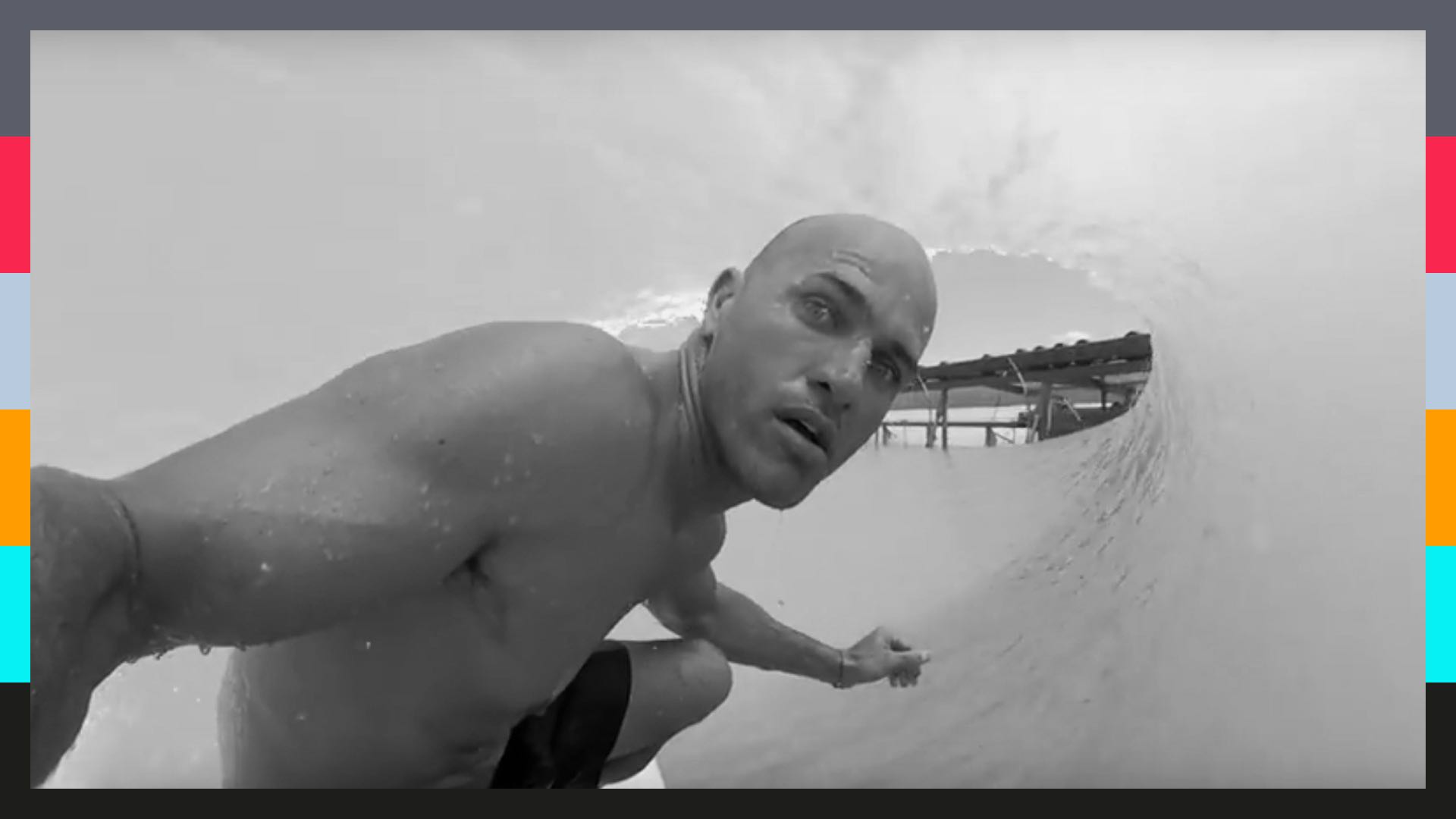 kelly slater black and white in a wave pool